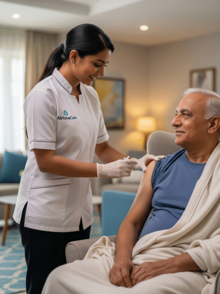 Receive safe, professional injection services at home in Gurgaon—administered by trained nurses, ensuring comfort, hygiene, and convenience without the need to visit a clinic.